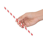 Pailles compostables en papier emballées individuellement Fiesta Compostable à rayures rouges (lot de 250) — FP442