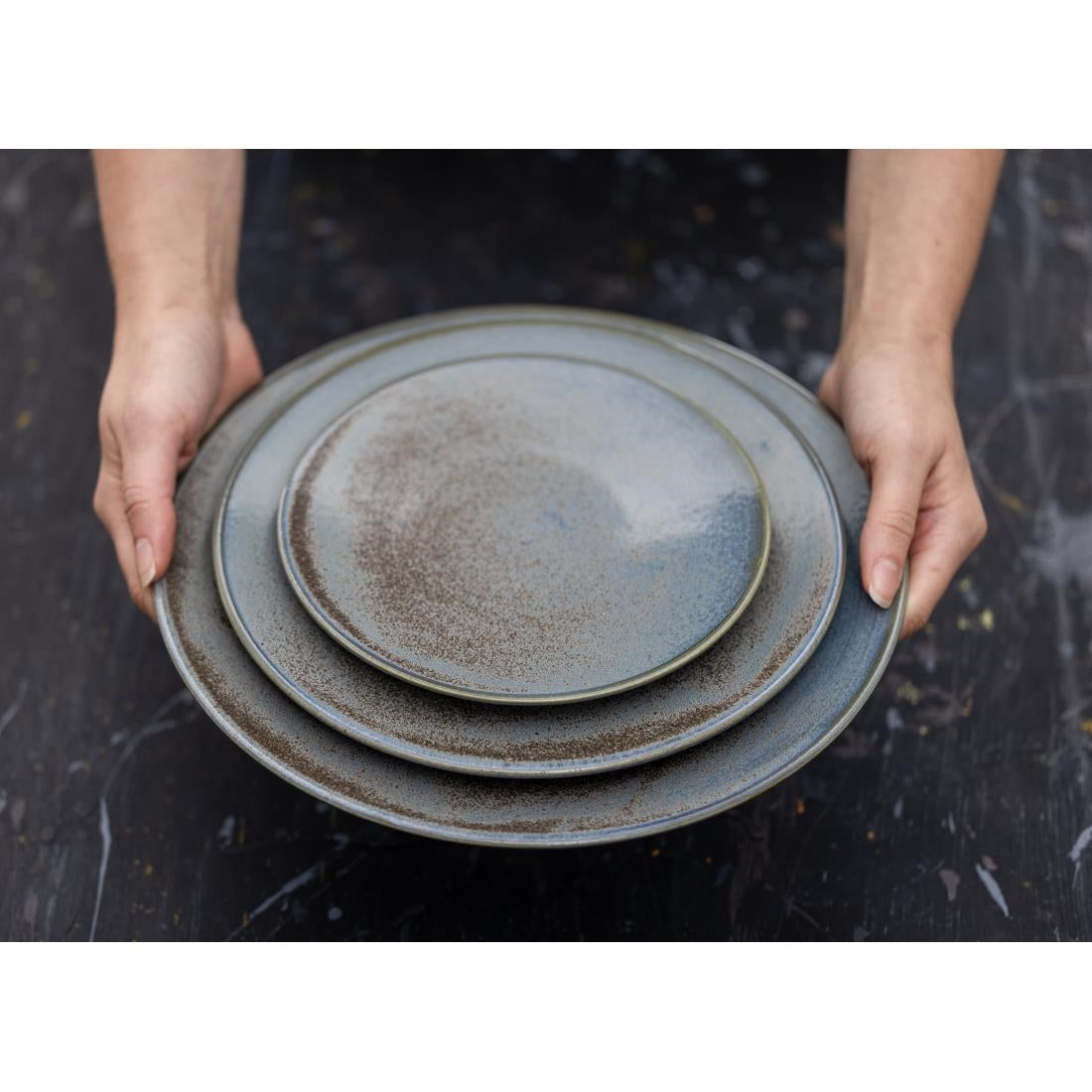 Assiettes Plates Olympia Ember Blue 275mm (lot de 4) — FU170