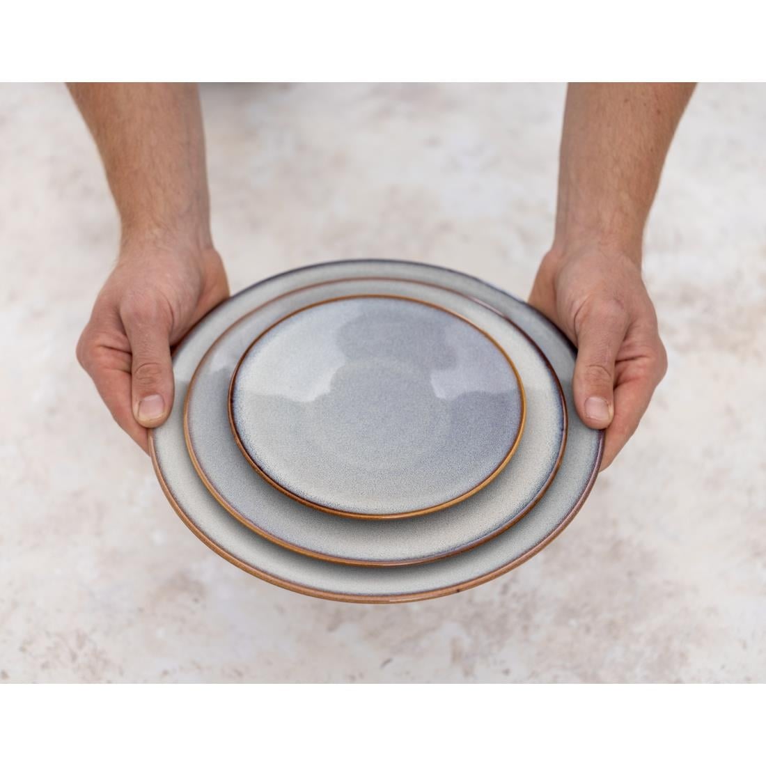 Assiettes Plates Olympia Drift Gris Uni 230mm (lot de 6) — FU188