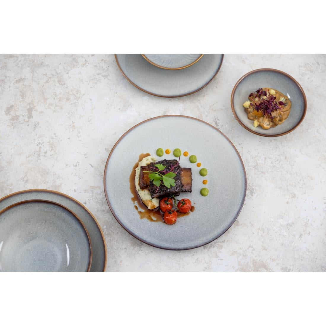 Assiettes Plates Olympia Drift Gris Uni 230mm (lot de 6) — FU188
