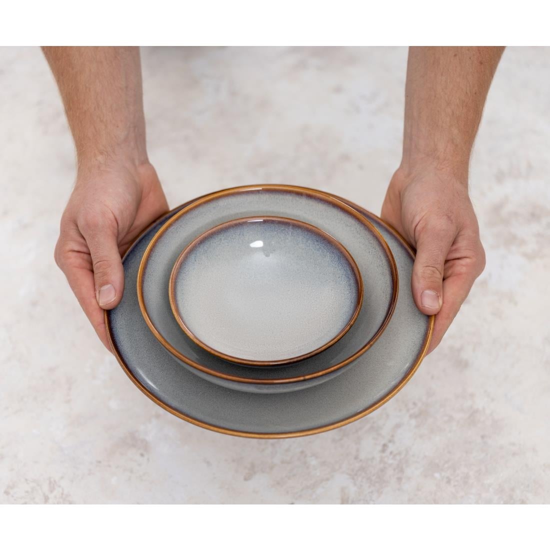 Bols évasés Olympia Drift gris uni 155mm (lot de 6) — FU192