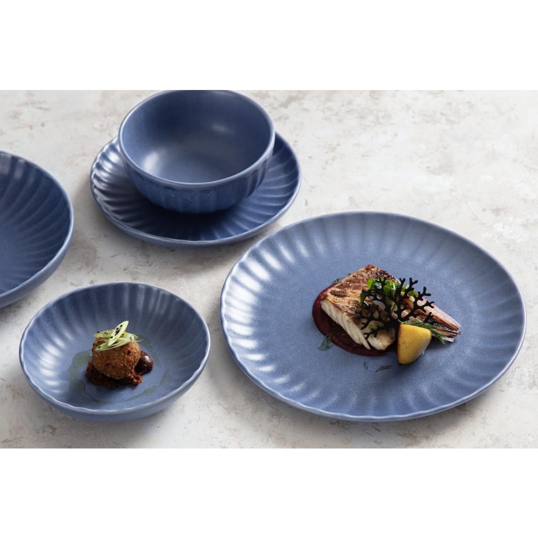 Assiettes calottes Olympia Corallite bleues 220mm (lot de 6) — FU203