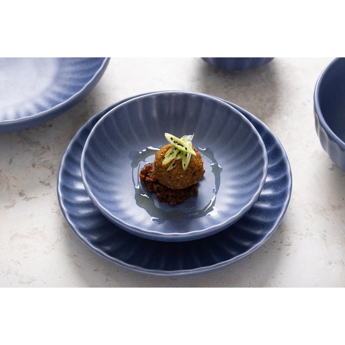 Assiettes calottes Olympia Corallite bleues 220mm (lot de 6) — FU203