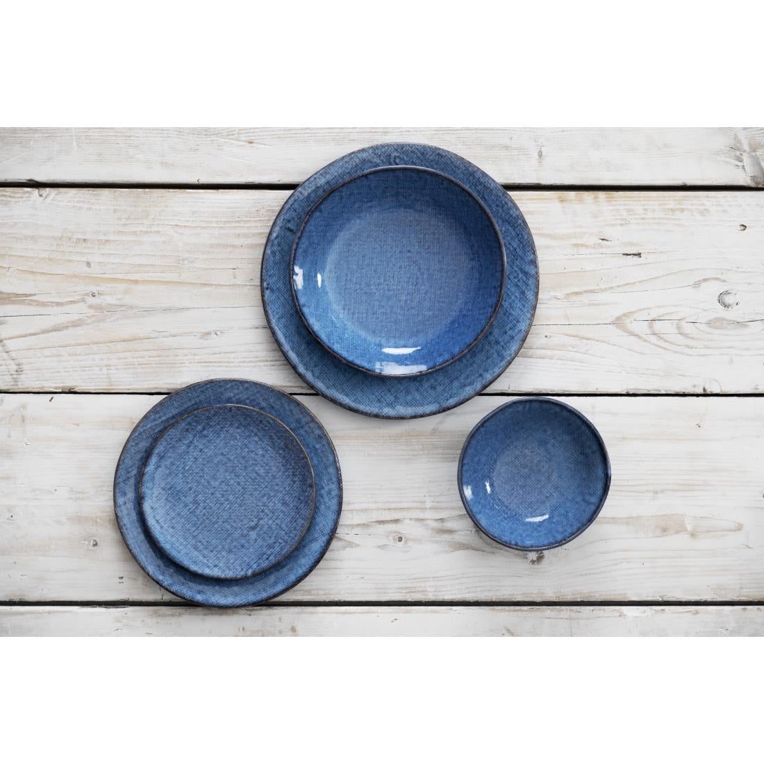 Assiettes plates Olympia Denim Blue 230mm (lot de 6) — FU221