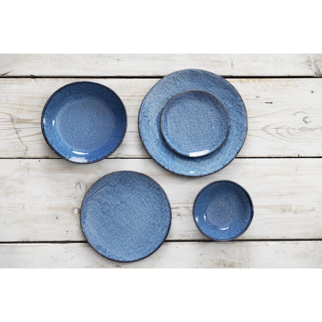 Assiettes plates Olympia Denim Blue 230mm (lot de 6) — FU221