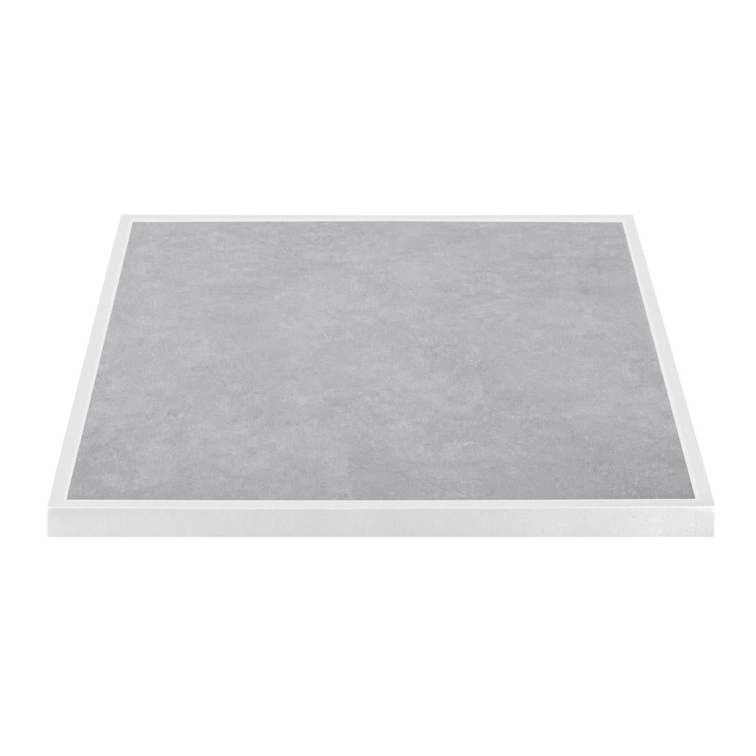 Plateau de table extérieur carré en verre trempé Bolero effet pierre gris clair bord blanc 700 mm — FU514