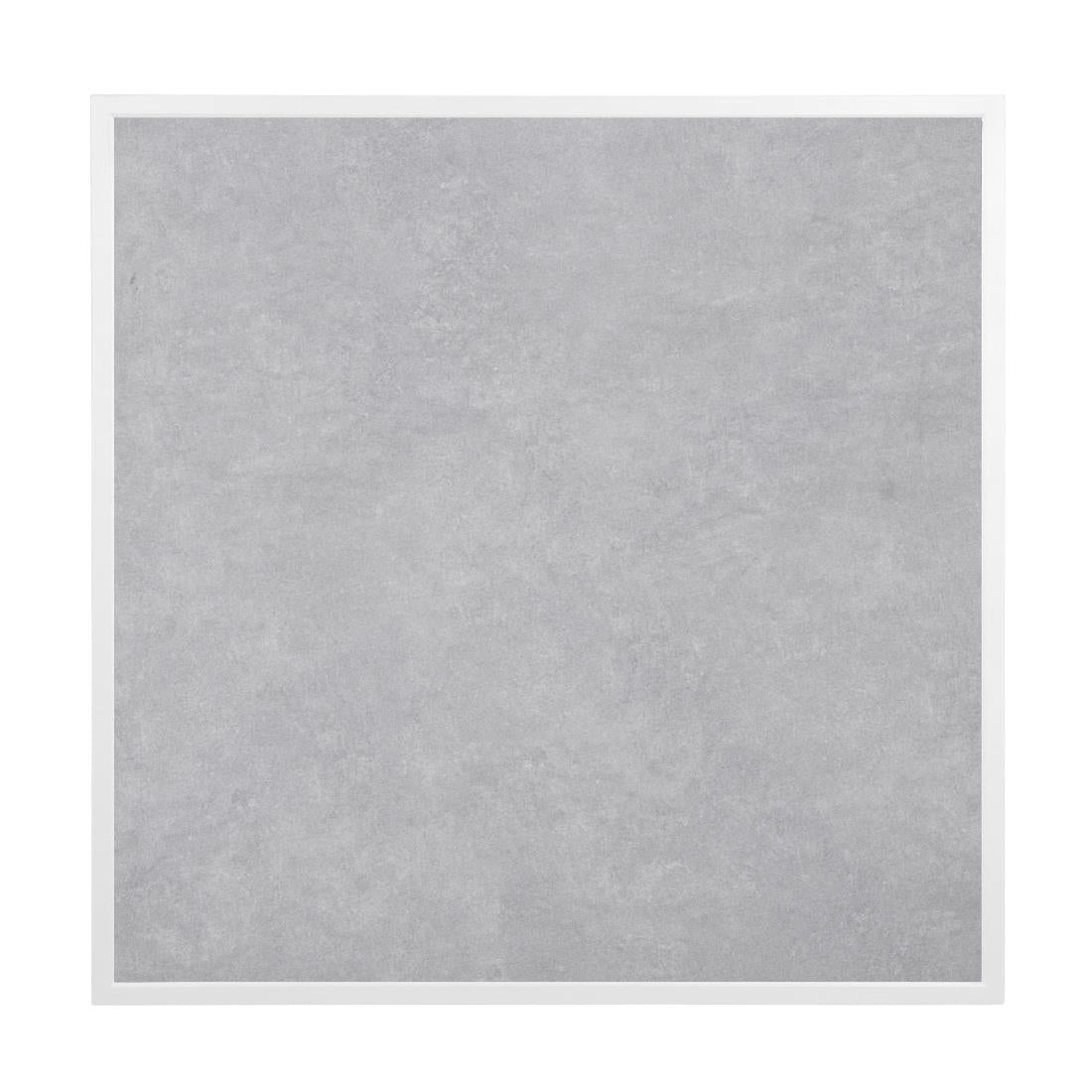 Plateau de table extérieur carré en verre trempé Bolero effet pierre gris clair bord blanc 700 mm — FU514