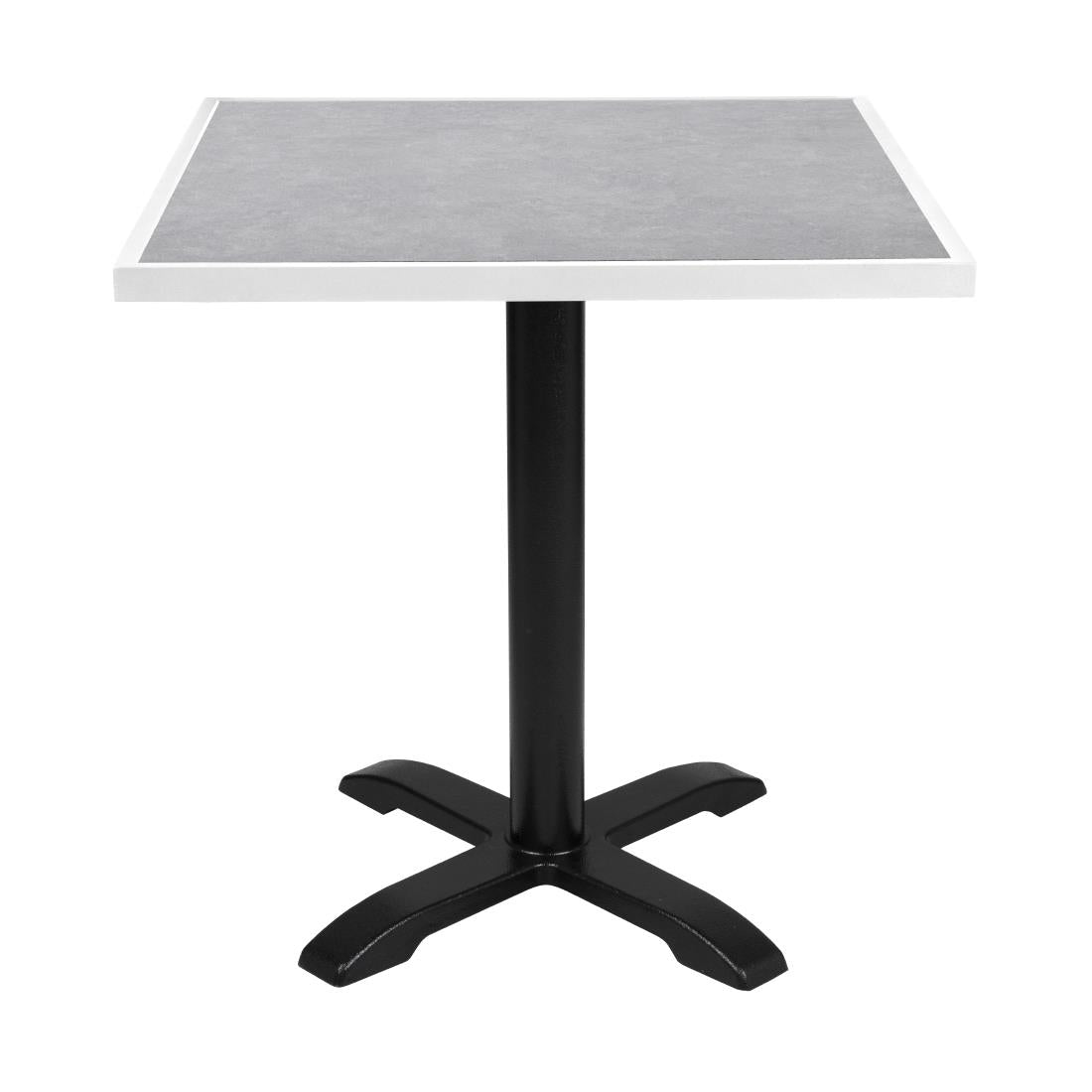 Plateau de table extérieur carré en verre trempé Bolero effet pierre gris clair bord blanc 700 mm — FU514