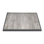 Plateau de table extérieur carré en verre trempé Bolero effet grain de bois bord gris 700 mm — FU515