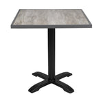 Plateau de table extérieur carré en verre trempé Bolero effet grain de bois bord gris 700 mm — FU515