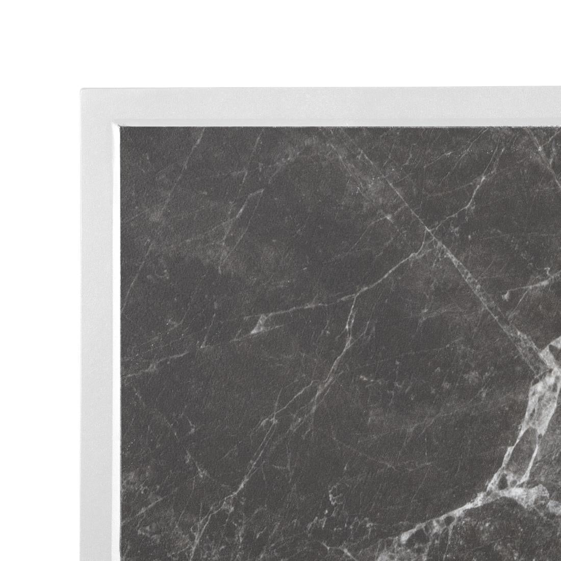 Plateau de table extérieur carré en verre trempé Bolero effet granit foncé bord blanc 700 mm — FU516