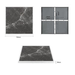 Plateau de table extérieur carré en verre trempé Bolero effet granit foncé bord blanc 700 mm — FU516