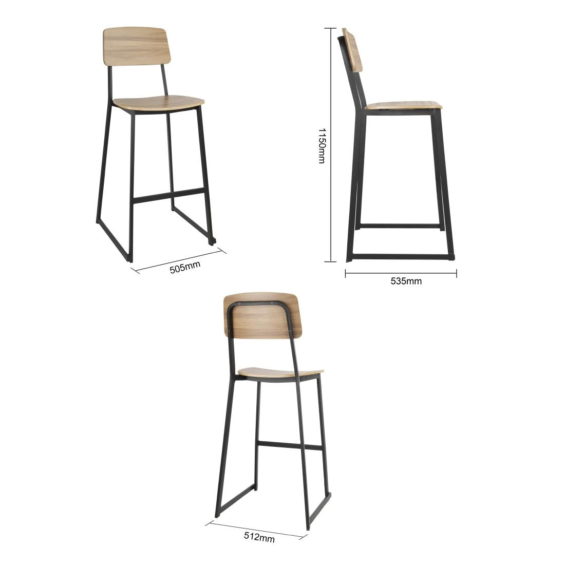 Tabourets hauts d'intérieur en bois Bolero Beaufort (lot de 2) — FU525