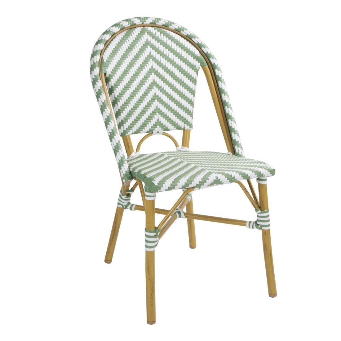 Chaises style parisien en polyrotin PE Bolero vert clair (lot de 2) — FU535
