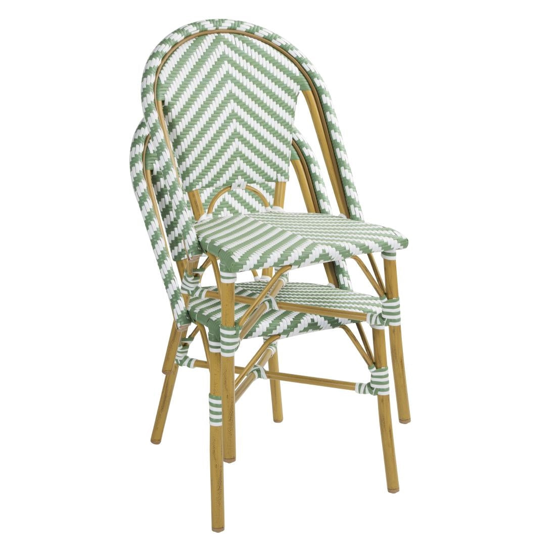 Chaises style parisien en polyrotin PE Bolero vert clair (lot de 2) — FU535