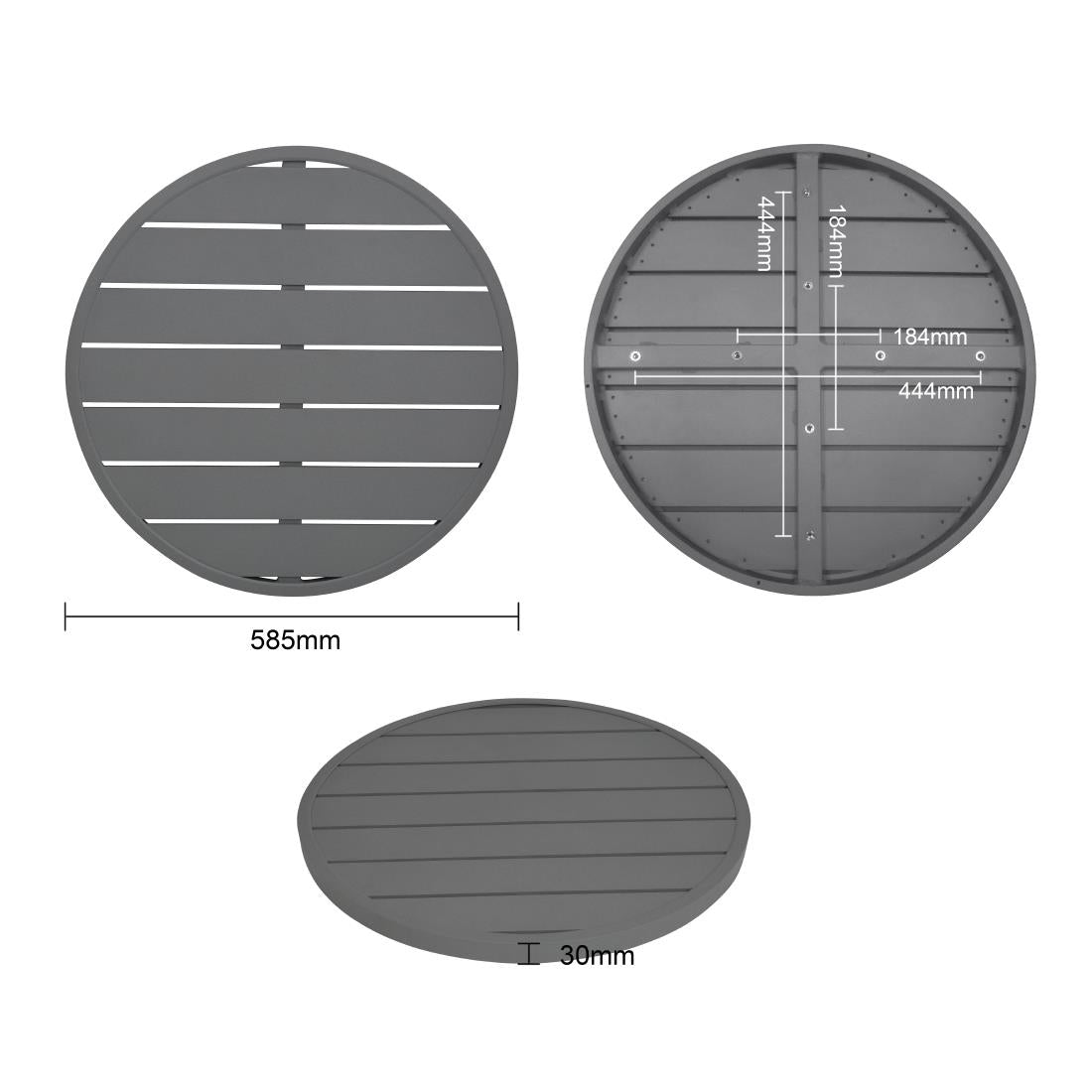 Plateau de table rond en aluminium Bolero gris foncé 580 mm — FX037