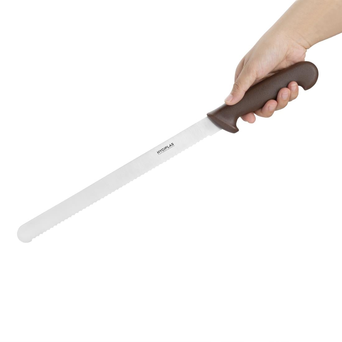 Couteau à génoise dentelé Hygiplas marron 30,5cm — FX118