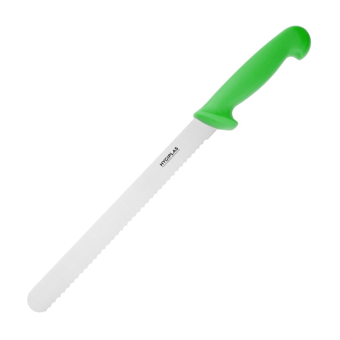 Couteau à génoise dentelé Hygiplas vert 254mm — FX121