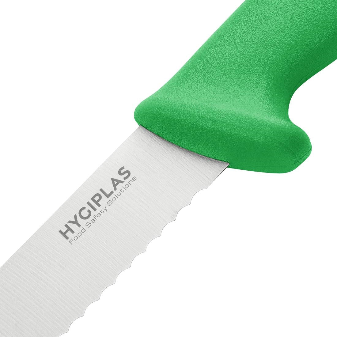 Couteau à génoise dentelé Hygiplas vert 254mm — FX121