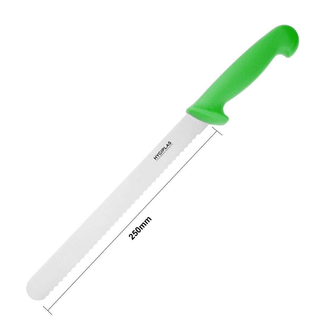 Couteau à génoise dentelé Hygiplas vert 254mm — FX121