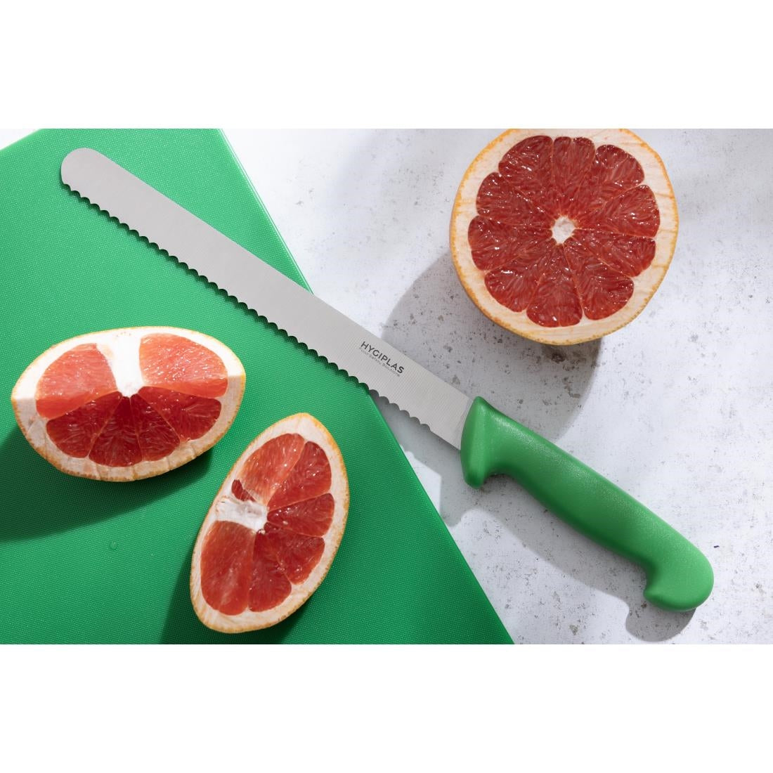 Couteau à génoise dentelé Hygiplas vert 254mm — FX121