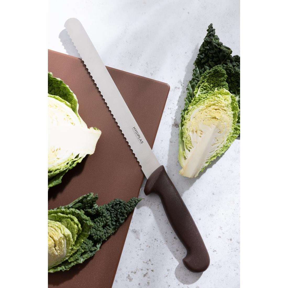 Couteau à génoise dentelé Hygiplas marron 254mm — FX122