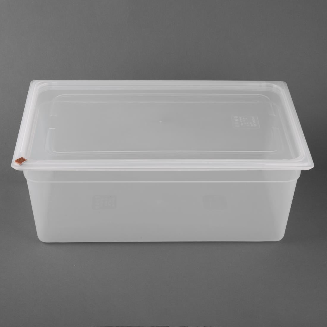 Bacs PP Hygiplas Click GN 1/1 avec couvercles et 7 clips de couleur 200mm 25,6L (lot de 2) — FZ088