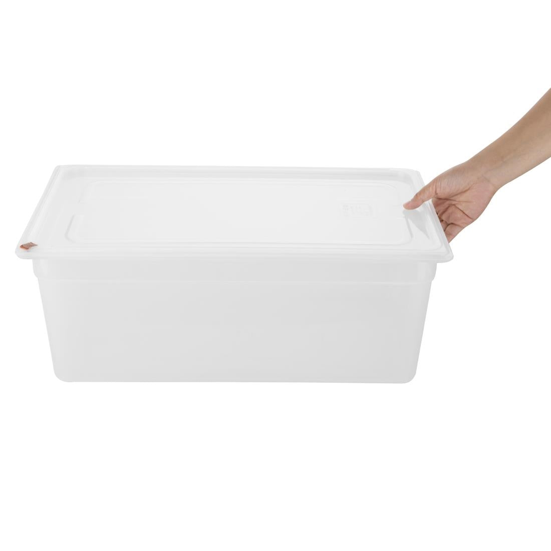 Bacs PP Hygiplas Click GN 1/1 avec couvercles et 7 clips de couleur 200mm 25,6L (lot de 2) — FZ088