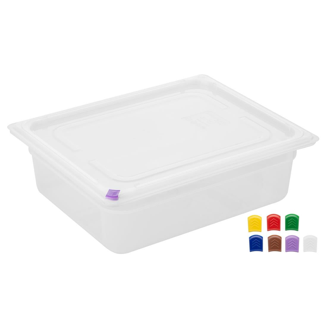 Bacs PP Hygiplas Click GN 1/2 avec couvercles et 7 clips de couleur 100mm 5,9L (lot de 4) — FZ089