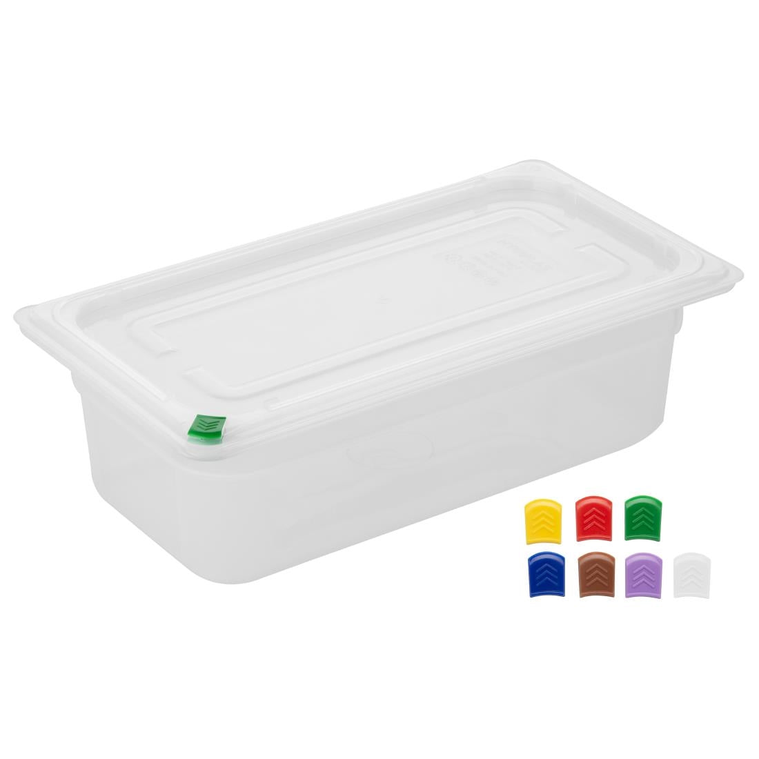 Bacs PP Hygiplas Click GN 1/3 avec couvercles et 7 clips de couleur 100mm 3,6L (lot de 4) — FZ092