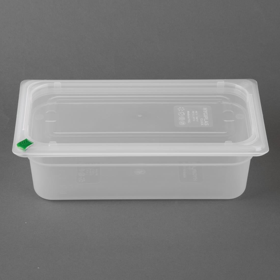 Bacs PP Hygiplas Click GN 1/3 avec couvercles et 7 clips de couleur 100mm 3,6L (lot de 4) — FZ092