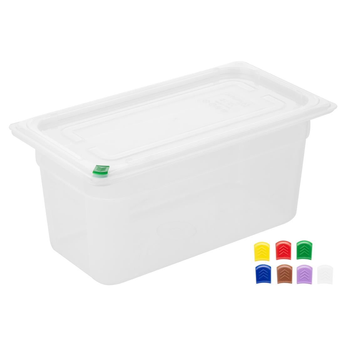 Bacs PP Hygiplas Click GN 1/3 avec couvercles et 7 clips de couleur 150mm 5,3L (lot de 4) — FZ093