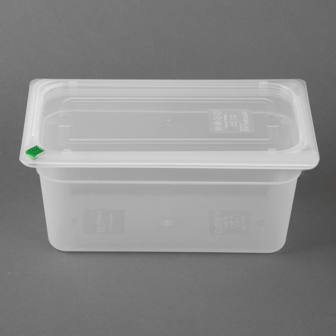 Bacs PP Hygiplas Click GN 1/3 avec couvercles et 7 clips de couleur 150mm 5,3L (lot de 4) — FZ093