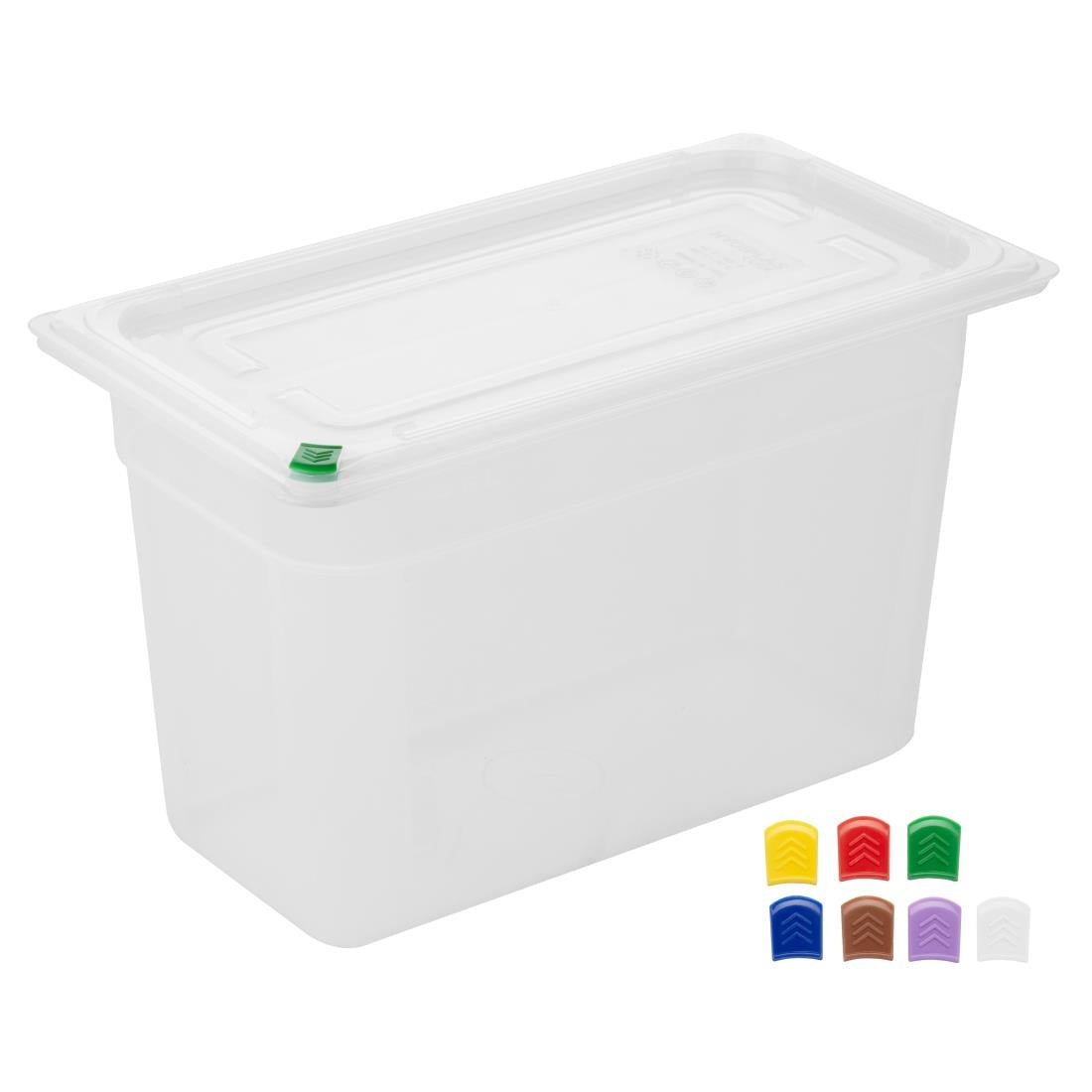 Bacs PP Hygiplas Click GN 1/3 avec couvercles et 7 clips de couleur 200mm 6,9L (lot de 4) — FZ094