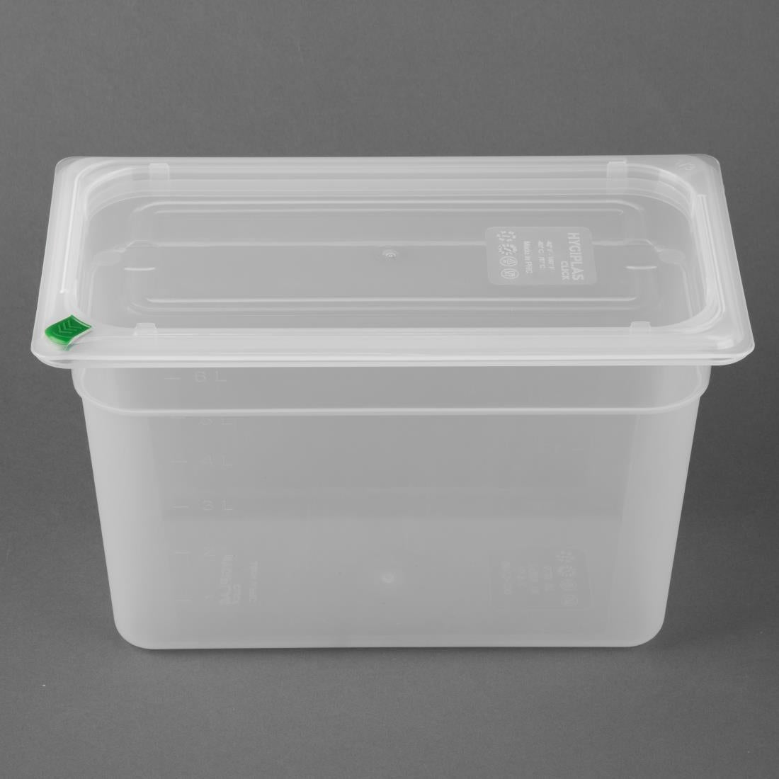 Bacs PP Hygiplas Click GN 1/3 avec couvercles et 7 clips de couleur 200mm 6,9L (lot de 4) — FZ094