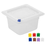 Bacs PP Hygiplas Click GN 1/6 avec couvercles et 7 clips de couleur 100mm 1,5L (lot de 4) — FZ097
