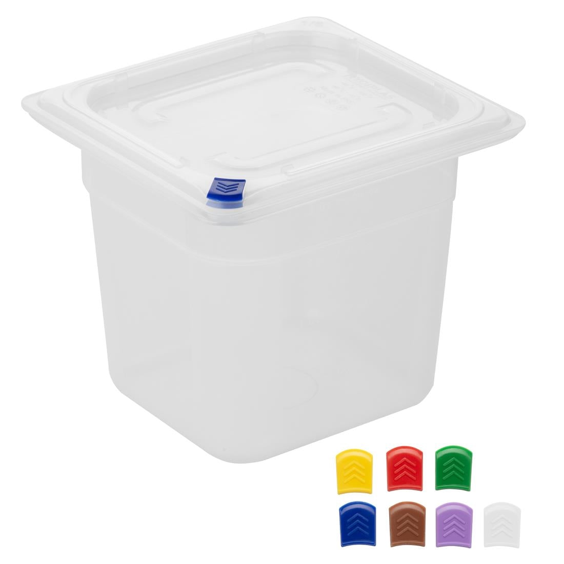 Bacs PP Hygiplas Click GN 1/6 avec couvercles et 7 clips de couleur 150mm 2,2L (lot de 4) — FZ098