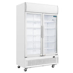 Armoire réfrigérée 2 portes vitrées à charnières avec caisson lumineux Polar