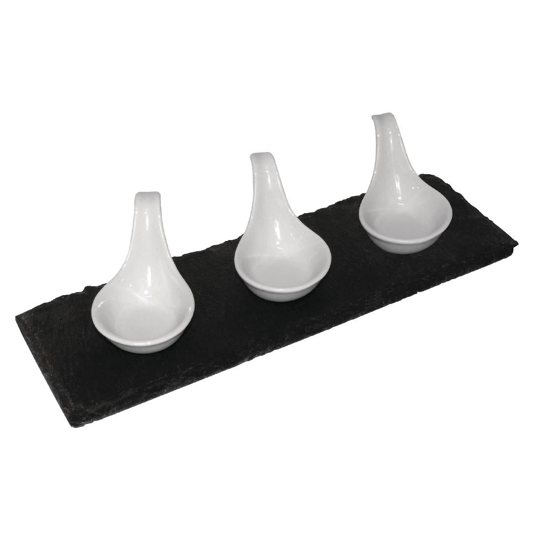 Plateau de présentation en ardoise naturelle Olympia 300x100mm (lot de 4) — CK408