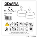 Bougies chauffe-plat 8 heures Olympia (Lot de 75) — GF449