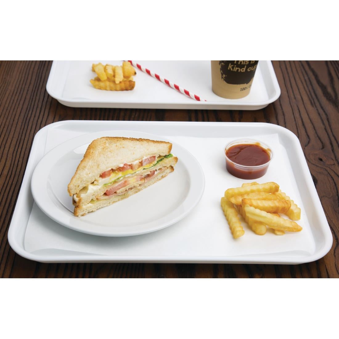 Plateau fast food en plastique Olympia Kristallon blanc 275x353mm — GF995
