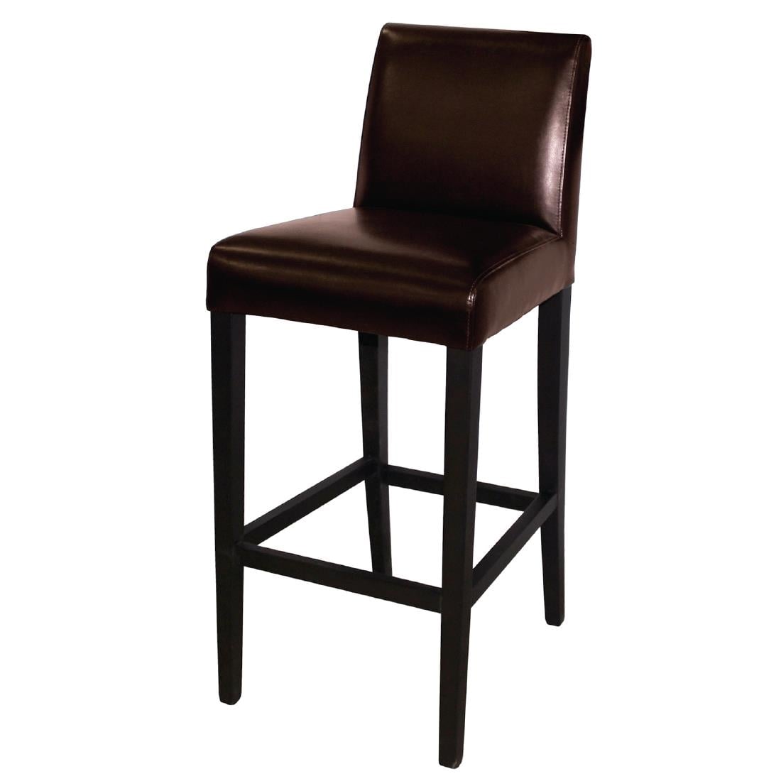 Tabouret de bar haut avec dossier en simili cuir Bolero marron foncé — GG652