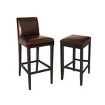 Tabouret de bar haut avec dossier en simili cuir Bolero marron foncé — GG652