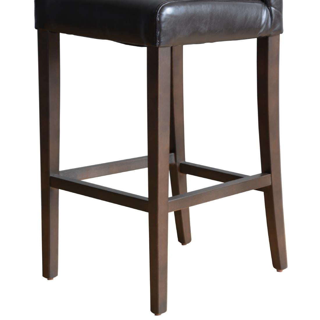 Tabouret de bar haut avec dossier en simili cuir Bolero marron foncé — GG652