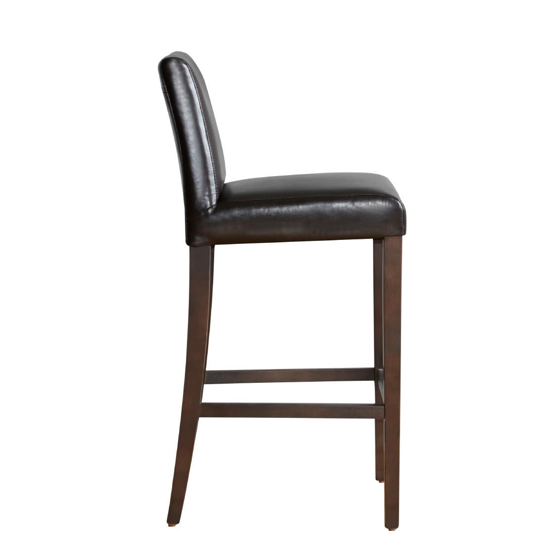 Tabouret de bar haut avec dossier en simili cuir Bolero marron foncé — GG652