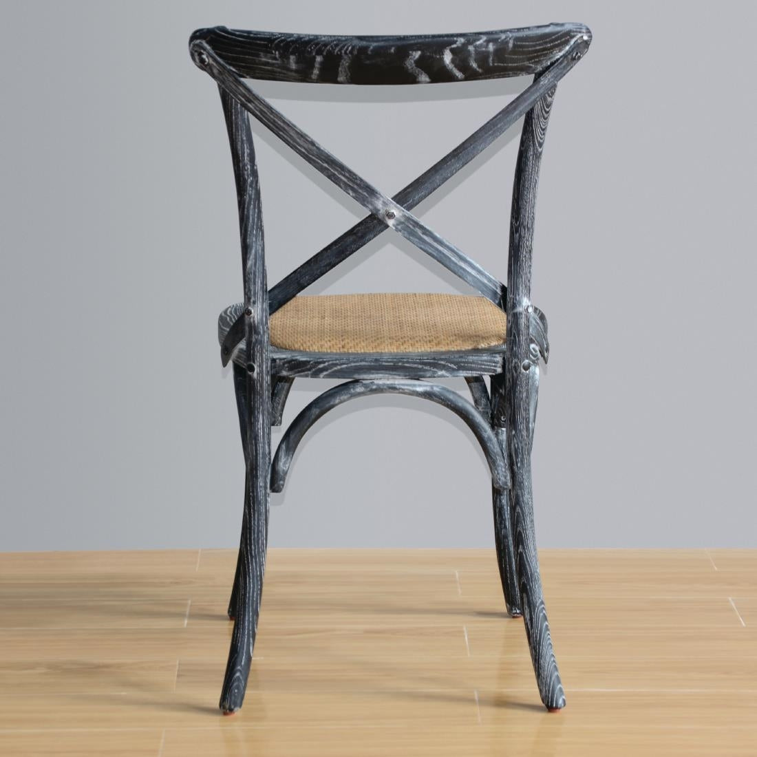 Chaises en bois patiné avec dossier croisé Bolero noires (lot de 2) — GG654