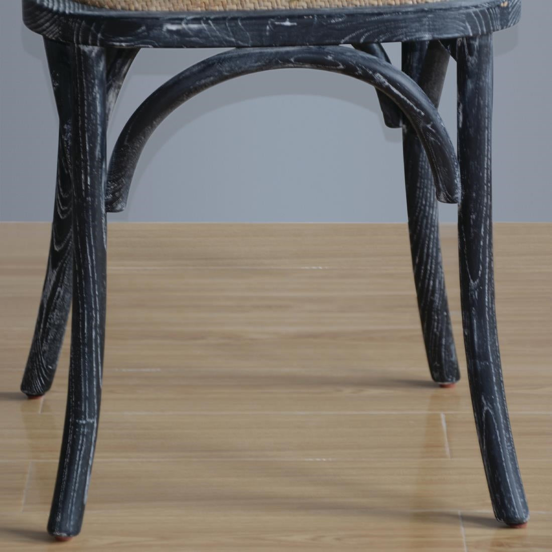 Chaises en bois patiné avec dossier croisé Bolero noires (lot de 2) — GG654