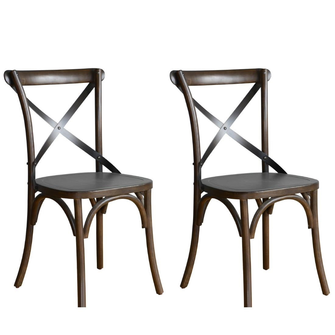 Chaises couleur noyer avec dossier croisé Bolero (lot de 2) — GG658