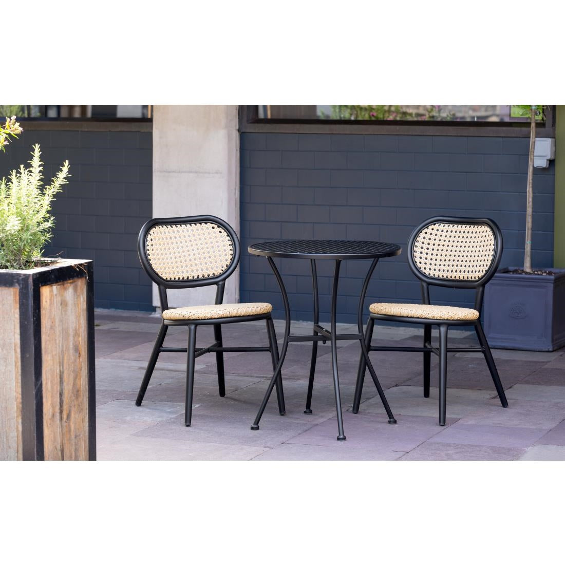 Table bistro ronde en acier ajouré Bolero noire 600mm — GG705