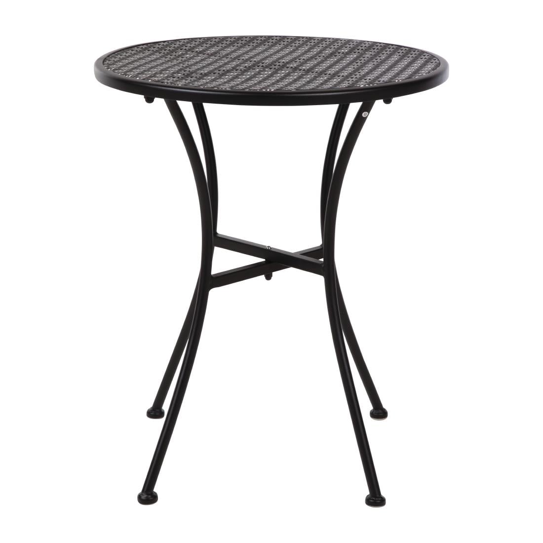 Table bistro ronde en acier ajouré Bolero noire 600mm (lot de 15) — SA819